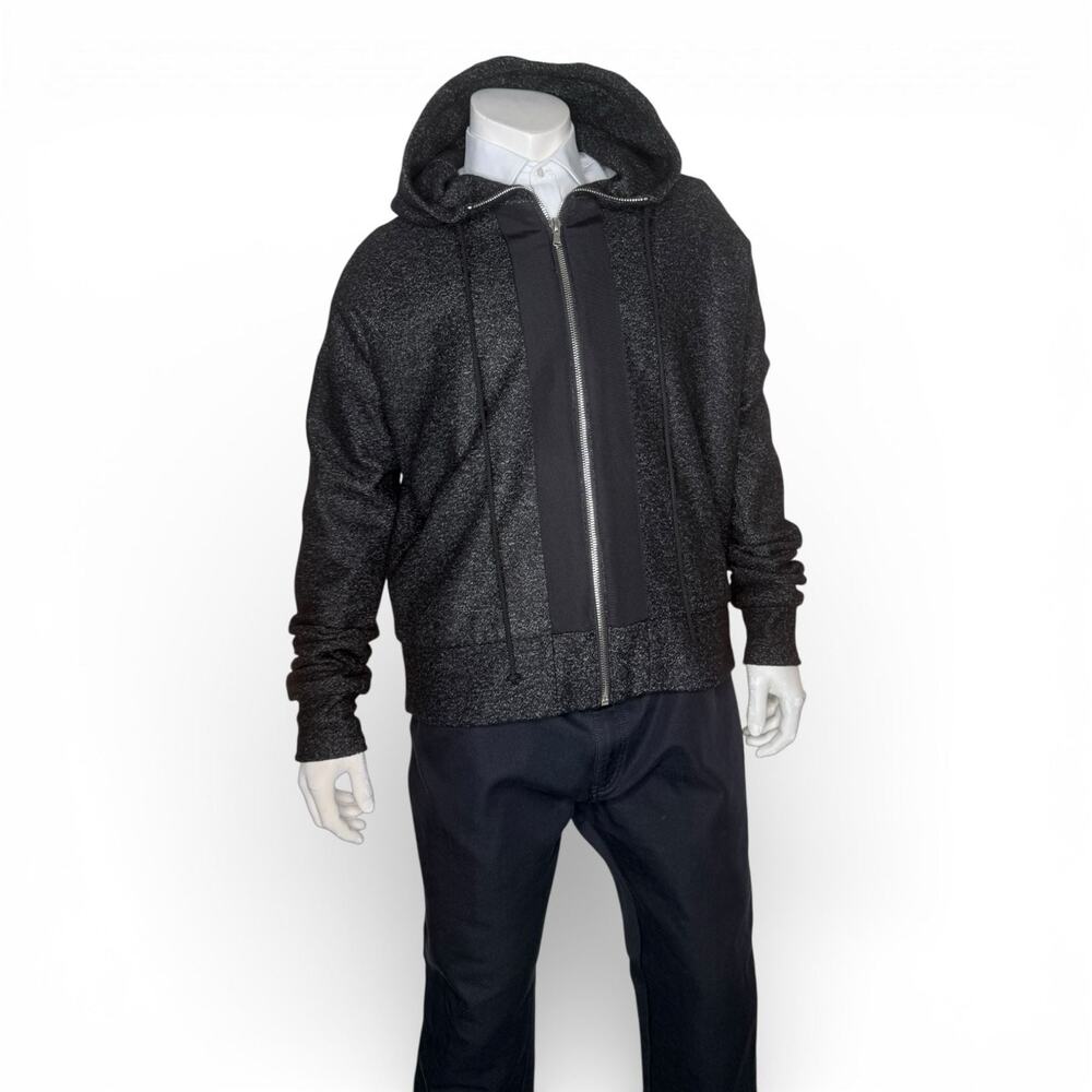 Pyer Moss Black Marled Full-Zip Heavyweight Panel Hoodie